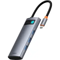 Baseus Metal Gleam 7in1 HDMI 4K 60Hz USB-C Hub / 3x USB 3.0 / USB-C PD / SD / microSD - Gray USB-hub