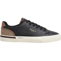 Pepe Jeans for man. PMS300011 Trainers Kenton Campus black (44), Flat, Laces, Casual