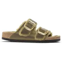 Birkenstock for woman. 1023240 Sandals Arizona Big Buckle Shearling (Narrow Fit) olive green (41), Brown, Flat, Casual