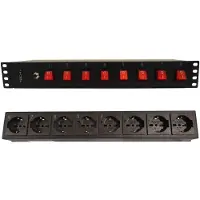 Techly I-CASE STRIP-815I rackgrenuttak 19, 1,5U, 8 UNEL-uttak, 8 brytere