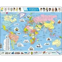 Larsen Puzzles Puslespill Verden Politisk - 107 brikker, Maxi (36. 2D Puslespill