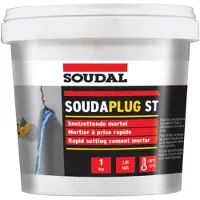 Soudal Soudaplug lynmørtel 1kg. Hurtigthærdende cement for øjeblikkelig lukning af utætheder i beton og murværk
