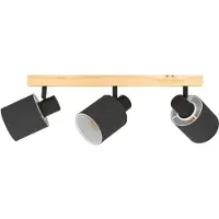 Eglo Batallas downlight, lengde 48 cm, svart/tre, 3 lyskilder.