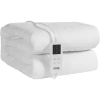 Vevor oppvarmet madrassbeskytter, 195 x 165 cm, elektrisk sengevarmer med queen size-funksjon og 4 varmeinnstillinger, 12-timers timer, 8 timers automatisk avstengning, elektriske madrasslaken i børst