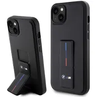 BMW Grip Stand Hot Stamp-etui til iPhone 14 Plus / 15 Plus – svart