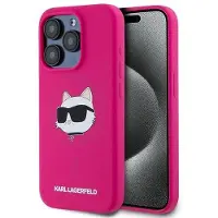 Karl Lagerfeld Choupette Head MagSafe-etui i silikon for iPhone 15 Pro - rosa