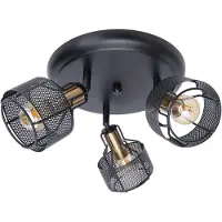 Näve Rund taklampe Foro, 3 lyskilder, svart/gull