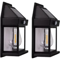 Näve LED-utendørs vegglampe Mira, sensor, svart, sett med 2 stk. IP44