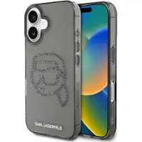 Karl Lagerfeld IML Rhinestones Karl Head Case for iPhone 16 Svart