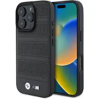 BMW M Perforert og sydd linje MagSafe-etui for iPhone 16 Pro Max - svart