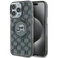 Karl Lagerfeld IML Monogram Karl & Choupette Head MagSafe iPhone 15 Pro-etui - svart