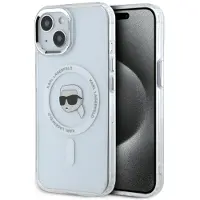 Karl Lagerfeld IML Metall Karl Head MagSafe-etui i metall for iPhone 15 Plus Hvit