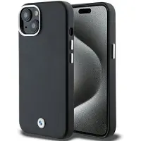 BMW Signature Wrapped Metal MagSafe-etui for iPhone 15 Plus / 14 Plus - svart