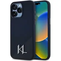 Karl Lagerfeld MagSafe-etui i silikon med metallskygge og initialer for iPhone 15 Pro Max Black