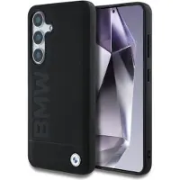 BMW Lærveske med stort ordmerke for Samsung Galaxy S25+ - Svart
