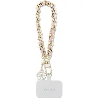 GUESS GUOUCHSAMC4P Universal håndreimveske - rosa Saffiano Chain 4G Charm
