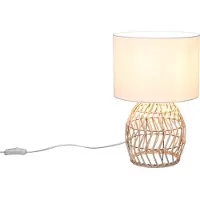 Reality Bordlampe Rike, rottingfot og stoffskjerm