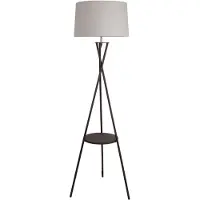 Näve Tora gulvlampe, svart/hvit, tekstil, høyde 158 cm stativ