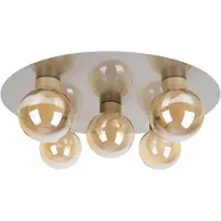 Näve Taklampe Donika, 5 lyskilder rund, glass, stål, ravfarget, G9