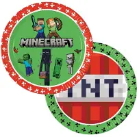 Decorata Party Papirtallerkener - 8-pack - 23 cm - Minecraft - - OneSize - Tallerken