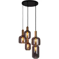 Näve Hengelampe Fumo, røykglass, 5 lyskilder, sirkel