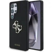 GUESS Silikon Big 4G Logo Bottom Script-etui for Samsung Galaxy S25 Ultra - svart