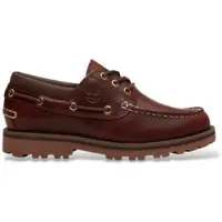 Timberland unisex for kids. TB0A2A5FEM61 Brown Authentic Leather Boat Shoes (28), Flat, Laces, Casual, children's fashion