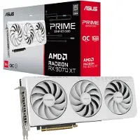 Asus Prime RX 9070 XT grafikkort 16 GB GDDR6, hvitt OC