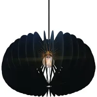 Nordlux Pendellampe Hazo, Ø 65 cm, svart, tre