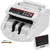 Vevor Seddelteller med LED-skjerm, profesjonell seddelteller med forfalskningsdetektor, UV/MG, 1000 sedler/minutt, teller kun antall ark