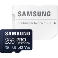 Samsung PRO Ultimate MB-MY256SA - Flashminnekort (SD-adapter inkludert) - 256 GB - A2 / Video Class V30 / UHS-I U3 - microSDXC UHS-I - blå