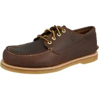 Timberland for man. TB0A5NJ1EM41 Brown Crafted Boat leather moccasins (40 W), Black, Flat, Laces, Classic