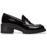 Wonders for woman. D-1401_5633_5792 Evoclub 01 Black Leather Loafers (40), 1 to 3 cm, None, Casual, Classic, Patent Leather