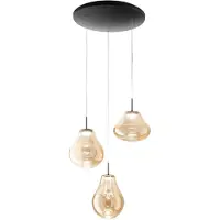 FABAS LUCE LED-pendellampe Deva, 3 lyskilder, Ø 50 cm, rav, CCT, dimbar