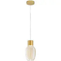 FABAS LUCE LED-hengelampe Lapo, 1 lyskilde, cognacfarget, Ø 16 cm, glass