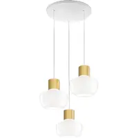 FABAS LUCE LED-hengelampe kino, 3 lyskilder, rund, hvit, glass, dimmer