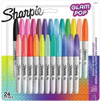 Sharpie Glam Pop Permanente Markører | Fin spids for fede detaljer | Assorterte livlige farger | 24 markeringspenne