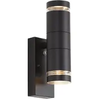 QAZQA Moderne utendørs vegglampe sort 2-lys IP44 med skumringssensor - Dubbla