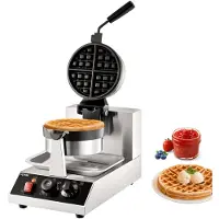 Vevor Kommersiell Rund Vaffeljern 1300W Roterbart Vaffeljern Med Non-stick Belegg 220V