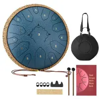 Vevor ståltungetromme, 33 cm 15-noters regntromme for utendørs hage, C-dur musikalske trommer med noterbok og klubber, slagverkinstrument for meditasjon, yoga, nybegynnermusikkundervisning, marineblå