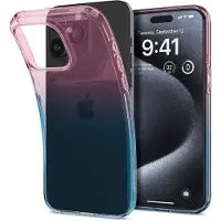 Spigen Flytende krystall iPhone 15 Pro-etui - rosa/blå
