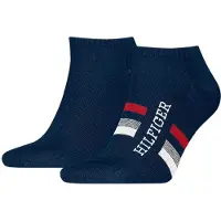Tommy Hilfiger Ankelsokker - 2-pack - Navy m. Rød - - 43/46 - Sokker