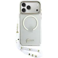 GUESS iPhone 17 Pro Max IML Glitter Script Rem-deksel - MagSafe-kompatibel - Gjennomsiktig