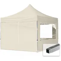 TOOLPORT 3x3 m aluminium, pop up partytelt, 4 sidepaneler, creme