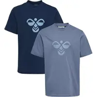 Hummel T-skjorte - 2-pack - HmlJR - Dress Blues/Flint Stone - - 5-6 år (110-116) - T-skjorte