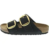 Birkenstock for woman. 1023290 Black Arizona Big Buckle Lenb Leather Sandals (Narrow Fit) (39), Flat, None, Casual