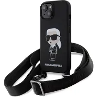 Karl Lagerfeld KLHCP15SSCBSKNK iPhone 15 6,1" hardcase svart/svart Crossbody Silikon Ikonik