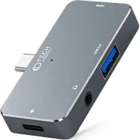 Tech-Protect HUB V6 4in1 USB-C - USB-A 3.0 / USB-C PD100W / HDMI / mini jack 3.5mm - grey USB-hub - USB 3.0 - 4 porter - Grå