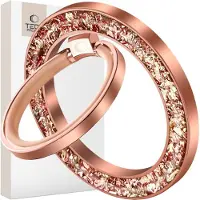 TechProtection MMR200 magnetisk holder / ring med MagSafe - rosa med krystaller