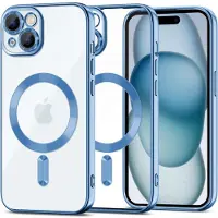 Tech-Protect iPhone 15 MagShine-etui - MagSafe-kompatibelt - klart/mørkblått